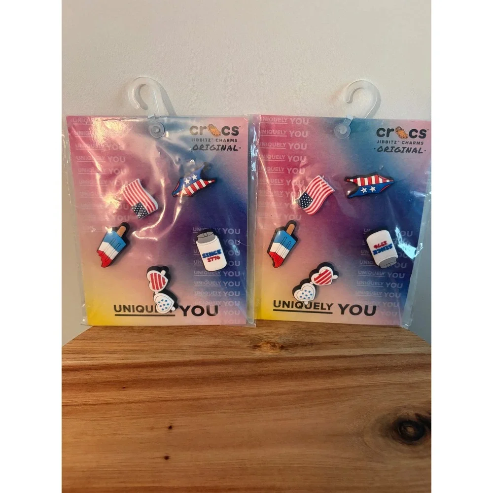 Uniquely You Crocs Jibbitz Charms Pack of 2 USA 4th July NEW Sealed